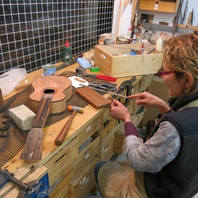Stringed Instrument Workshop : <p>Paloma is making a ukelele for her son.</p>
